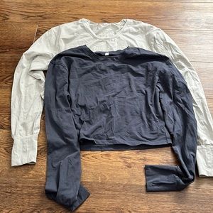 2 long sleeve crop top workout shirts